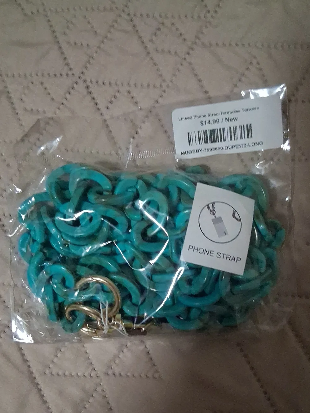 Teal Linked Phone Strap Chain – Teal Blue Phone Strap